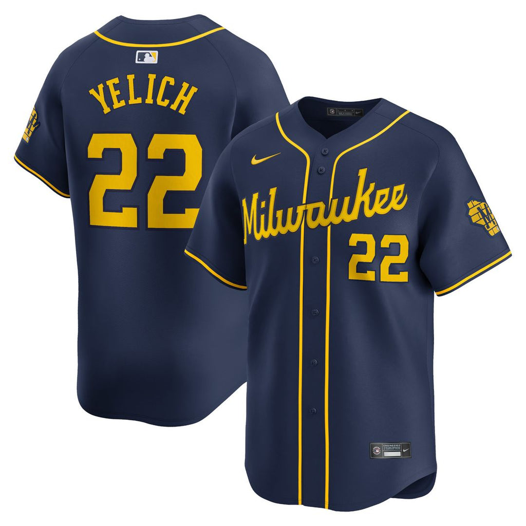 Milwaukee Brewers Christian Yelich Nike Alternate Limited Player Jersey – Navy