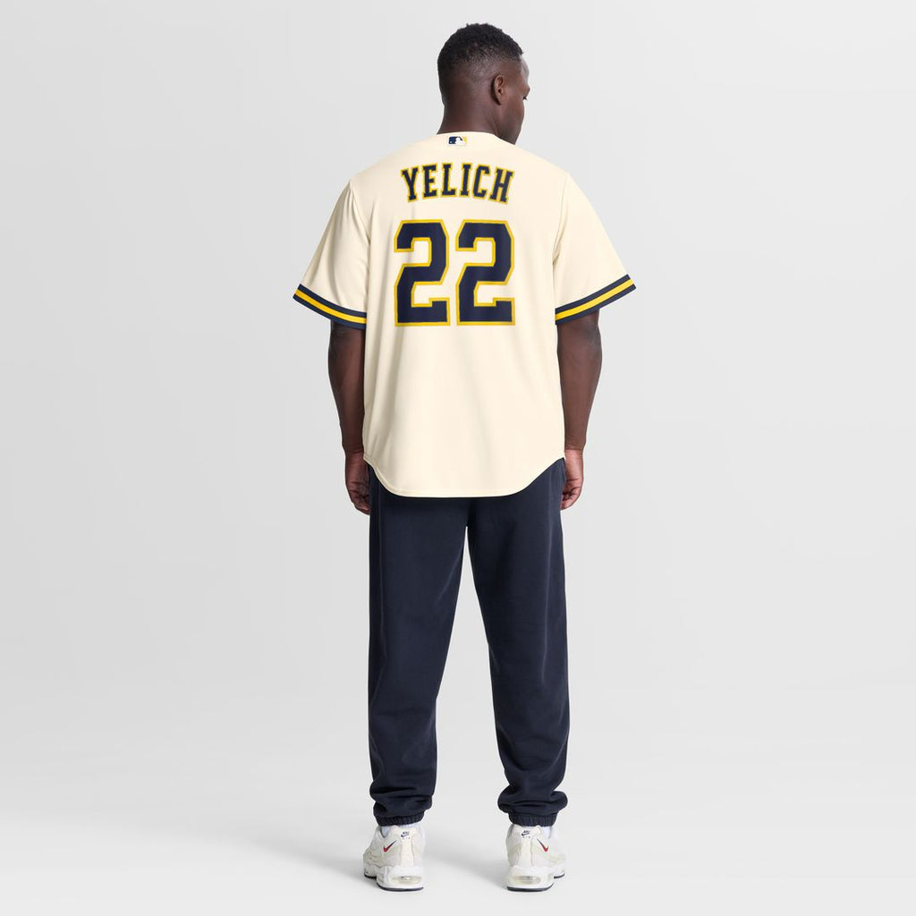 Milwaukee Brewers Christian Yelich Nike Home Replica Jersey - Cream