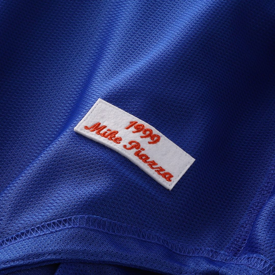 New York Mets Mike Piazza Mitchell & Ness Cooperstown Mesh Batting Practice Button - Up Jersey - Orange
