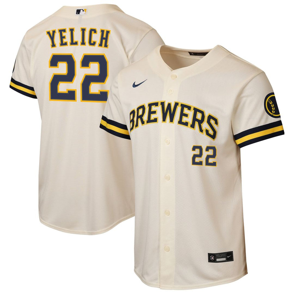 Milwaukee Brewers Christian Yelich Nike Youth Home Stadium Jersey - Cream