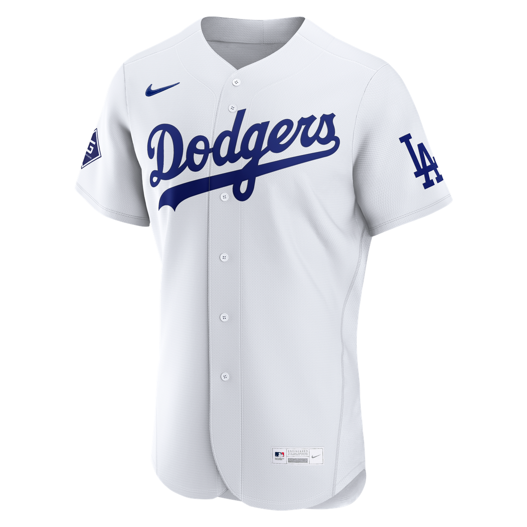 Los Angeles Dodgers Nike Home Sponsor Patch Authentic Jersey - White