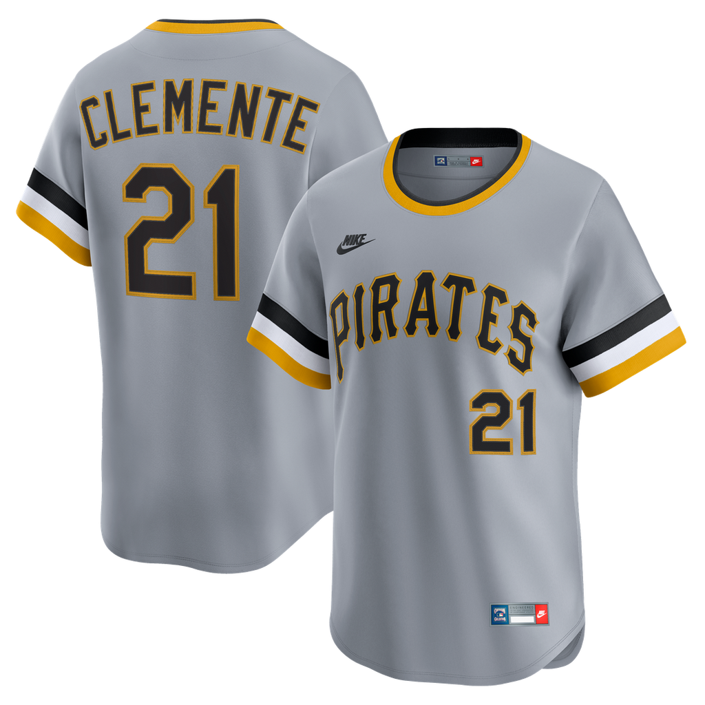 Pittsburgh Pirates Roberto Clemente Nike Throwback Cooperstown Limited Jersey - Gray