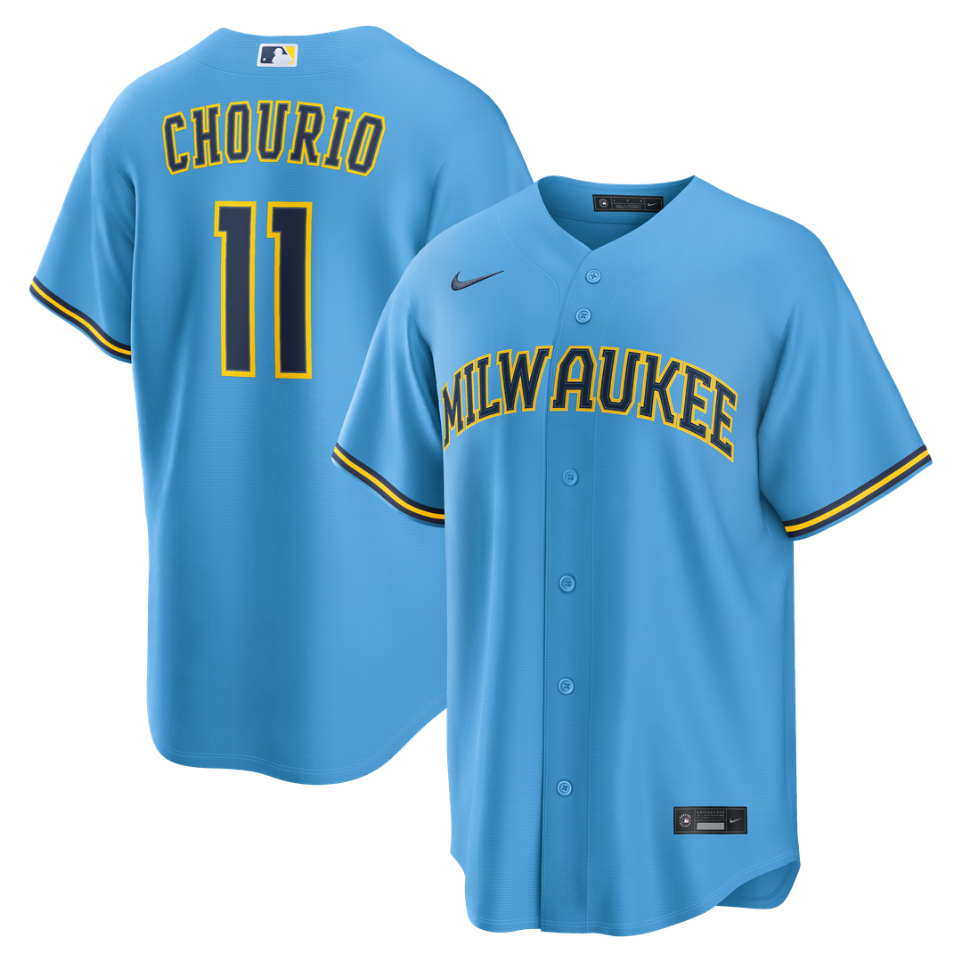 Milwaukee Brewers Jackson Chourio Nike Road Replica Jersey - Light Blue