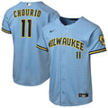 Milwaukee Brewers Jackson Chourio Nike Youth Road Stadium Jersey - Powder Blue