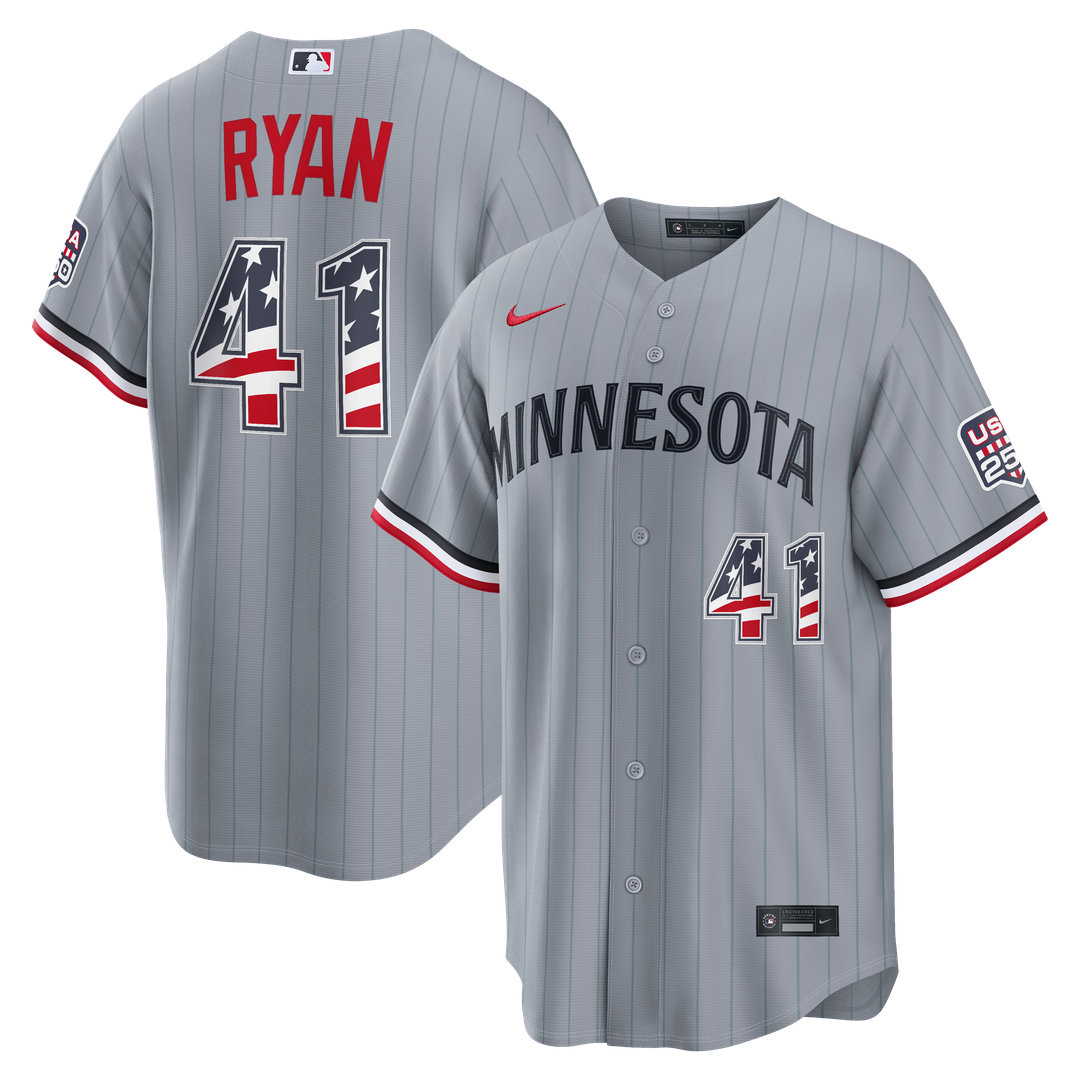 Minnesota Twins Joe Ryan Nike USA 250 Fourth of July Road Stadium Jersey - Gray