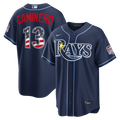 Tampa Bay Rays Junior Caminero Nike USA 250 Fourth of July Road Stadium Jersey - Navy