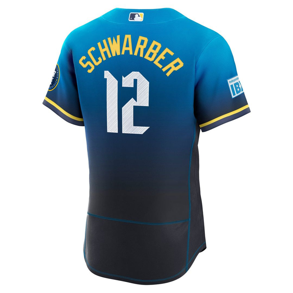 Philadelphia Phillies Kyle Schwarber Nike City Connect Authentic Sponsor Patch Jersey - Navy