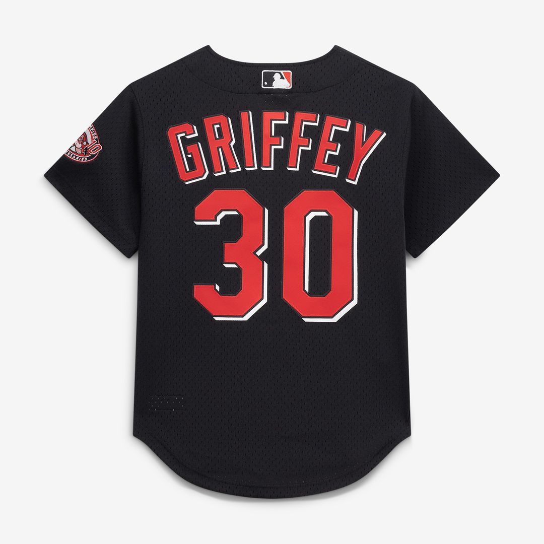 Cincinnati Reds Ken Griffey Jr. Mitchell & Ness Cooperstown Mesh Batting Practice Button - Up Jersey - Black