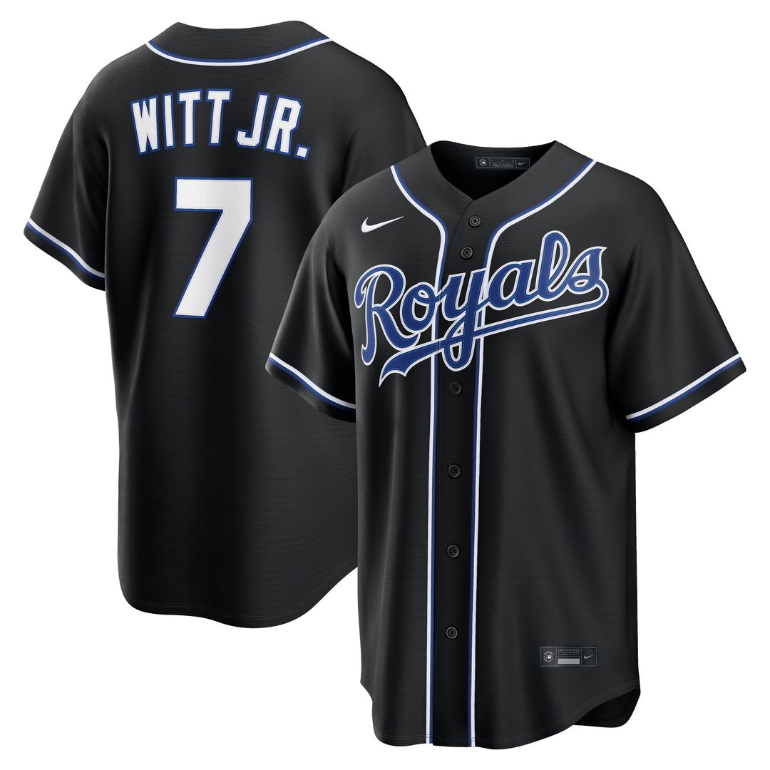 Kansas City Royals Bobby Witt Jr. Nike Fashion Replica Black Out Jersey