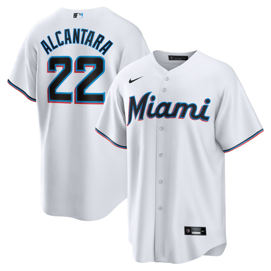 Miami Marlins Sandy Alcantara Nike Youth Home Replica Jersey - White