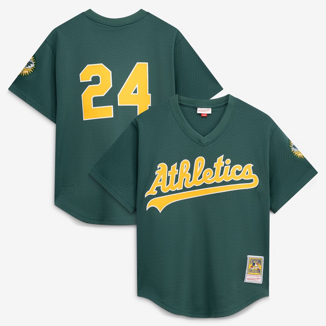 Athletics Rickey Henderson Mitchell & Ness Authentic Batting Practice Jersey - Green