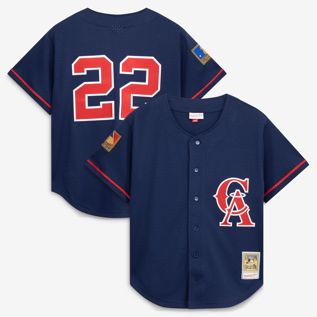 Bo Jackson California Angels Mitchell & Ness Cooperstown Mesh Batting Practice Button - Up Jersey - Navy