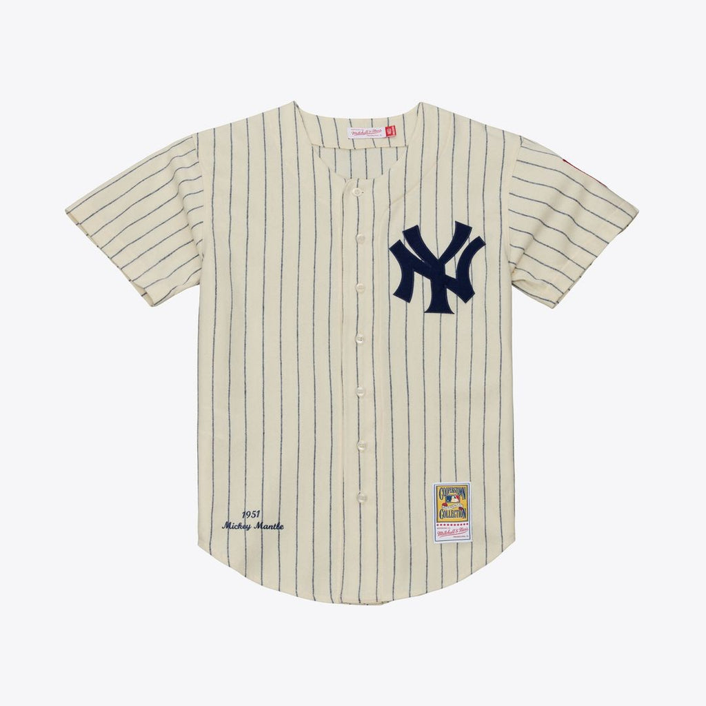 New York Yankees Mickey Mantle Mitchell & Ness 1951 Cooperstown Authentic Jersey - Cream