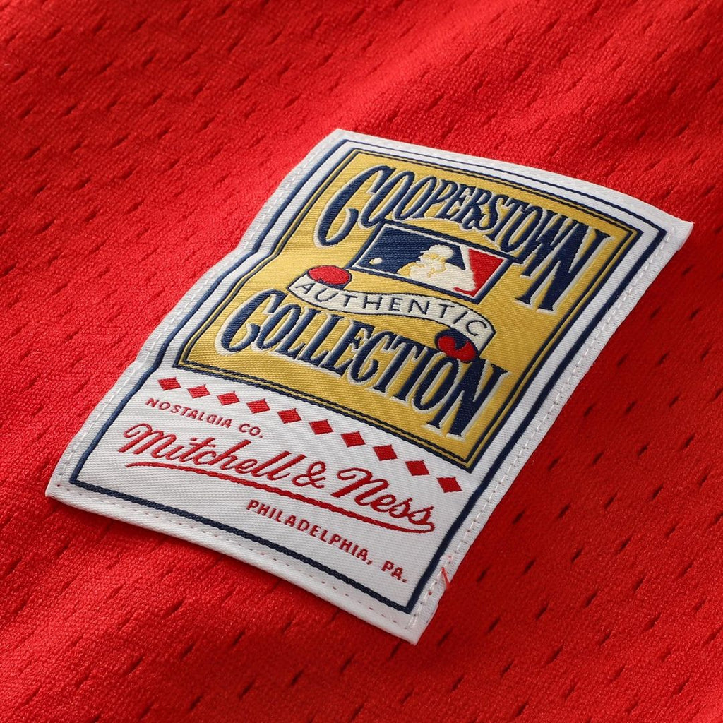 Philadelphia Phillies Jimmy Rollins Mitchell & Ness Cooperstown Mesh Batting Practice Button - Up Jersey - Red
