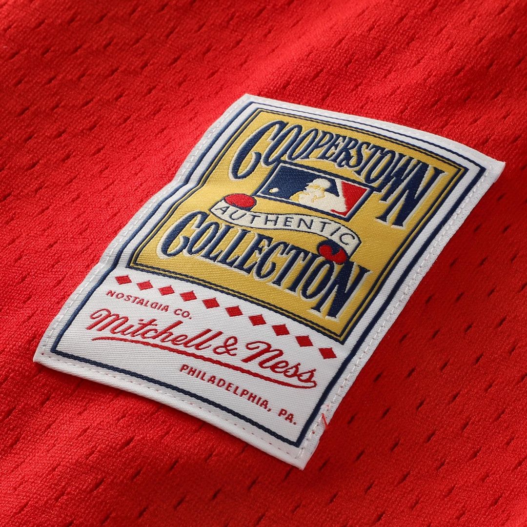 Philadelphia Phillies Jimmy Rollins Mitchell & Ness Cooperstown Mesh Batting Practice Button - Up Jersey - Red