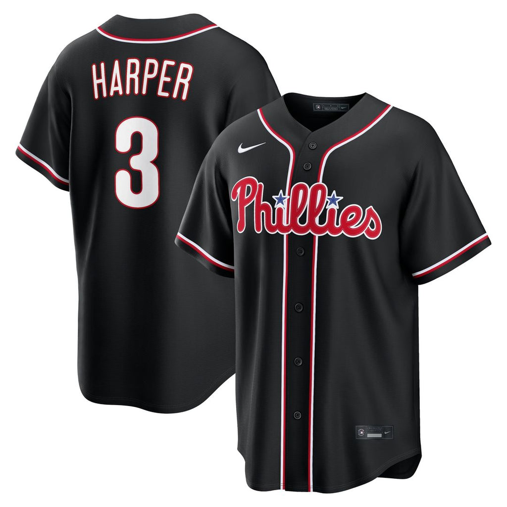 Philadelphia Phillies Bryce Harper Nike Fashion Replica Black Out Jersey