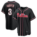 Philadelphia Phillies Bryce Harper Nike Fashion Replica Black Out Jersey