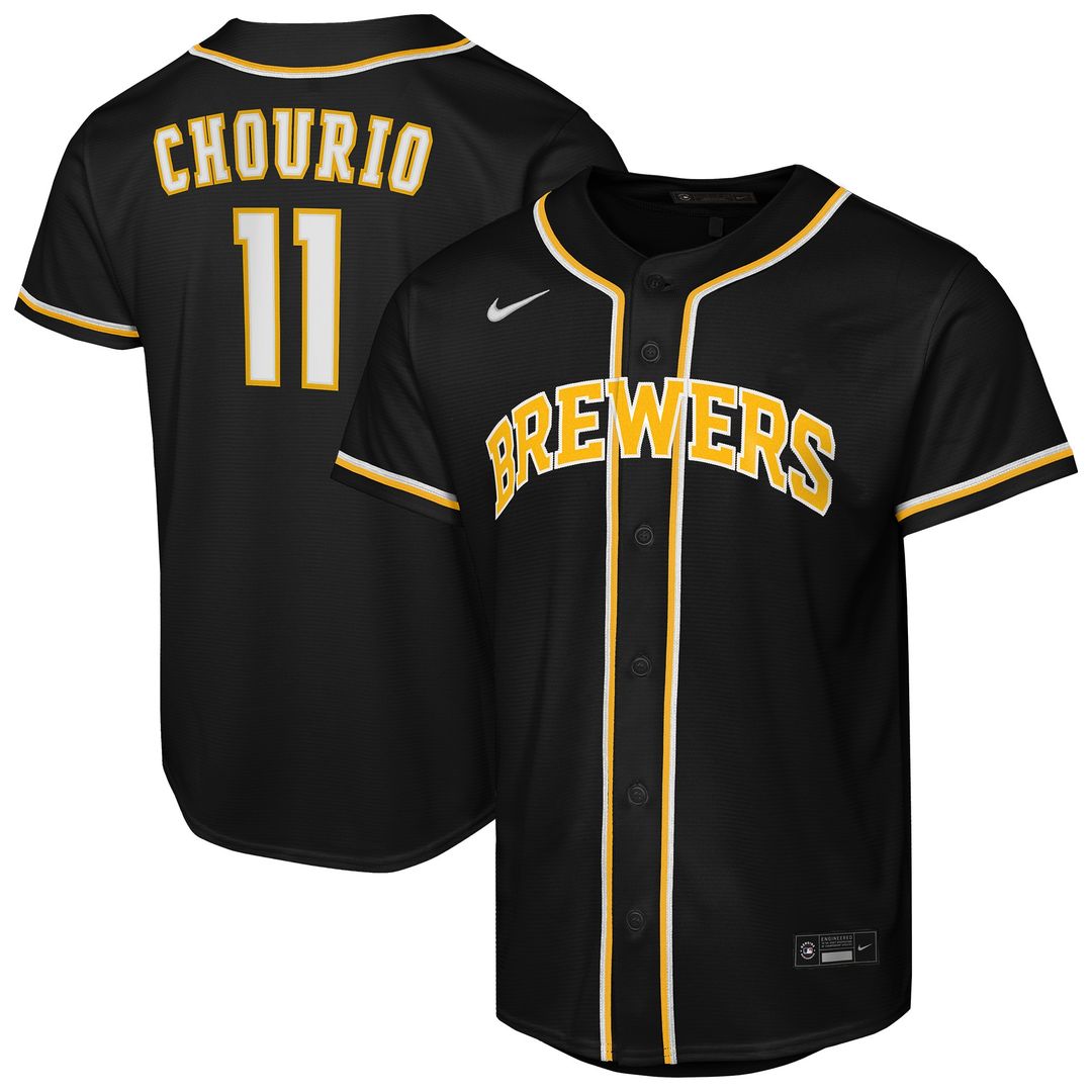 Milwaukee Brewers Jackson Chourio Nike Youth Fashion Replica Player Jersey - Black