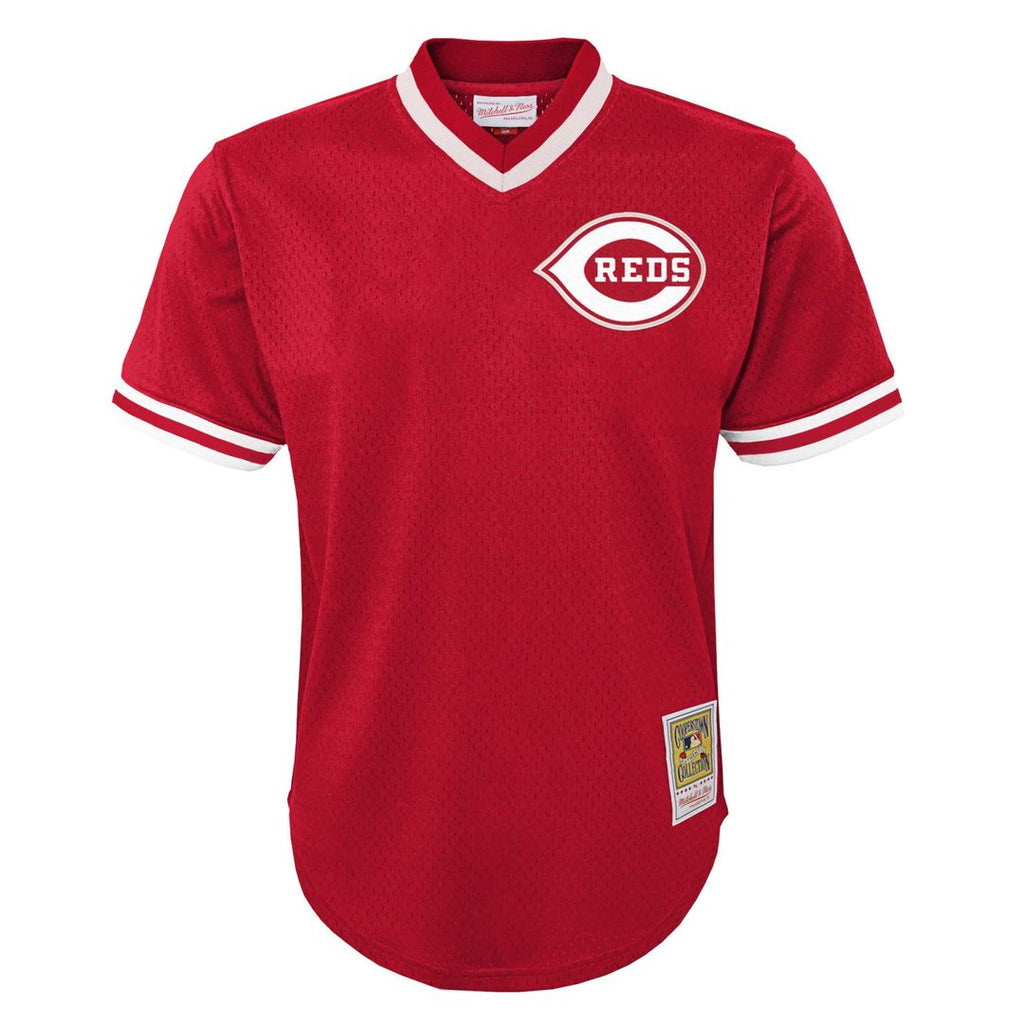 Cincinnati Reds Johnny Bench Mitchell & Ness Youth Cooperstown Mesh Batting Practice Jersey - Red