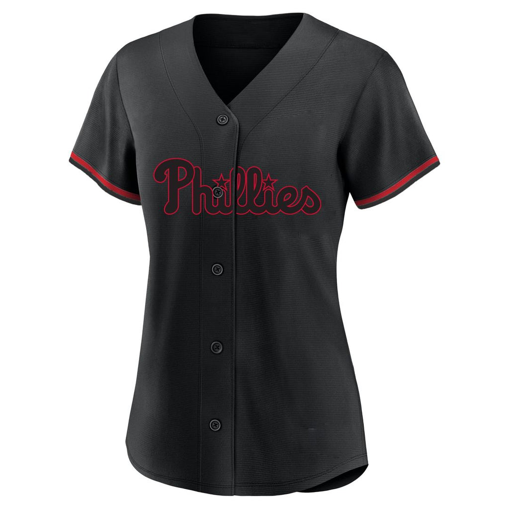 Philadelphia Phillies Bryce Harper Profile Women's Plus Size Player Name & Number Fashion Jersey - Black