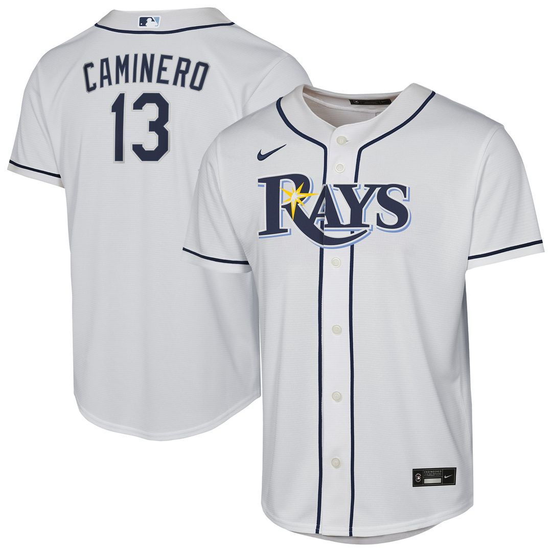 Tampa Bay Rays Junior Caminero Nike Youth Home Replica Player Jersey - White