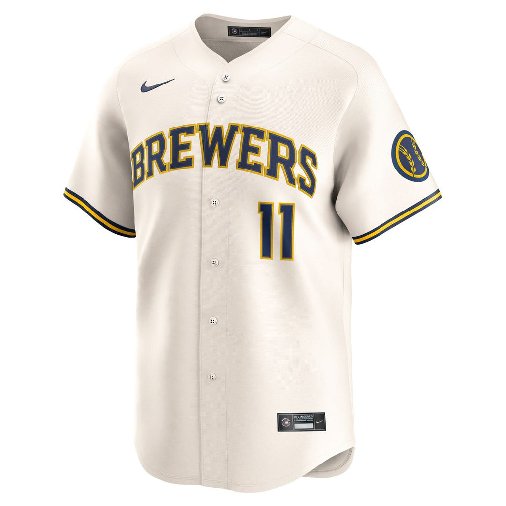 Milwaukee Brewers Jackson Chourio Nike Home Limited Jersey - Cream