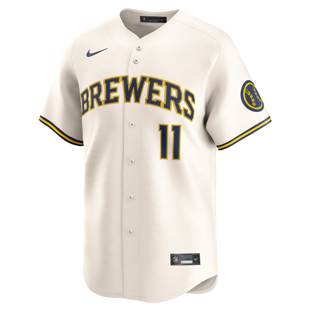 Milwaukee Brewers Jackson Chourio Nike Home Limited Jersey - Cream