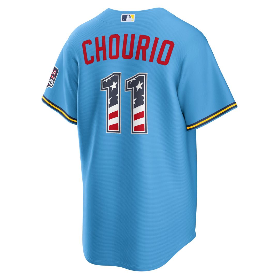 Milwaukee Brewers Jackson Chourio Nike USA 250 Fourth of July Road Stadium Jersey - Light Blue