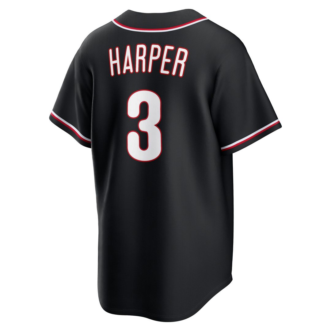 Philadelphia Phillies Bryce Harper Nike Fashion Replica Black Out Jersey