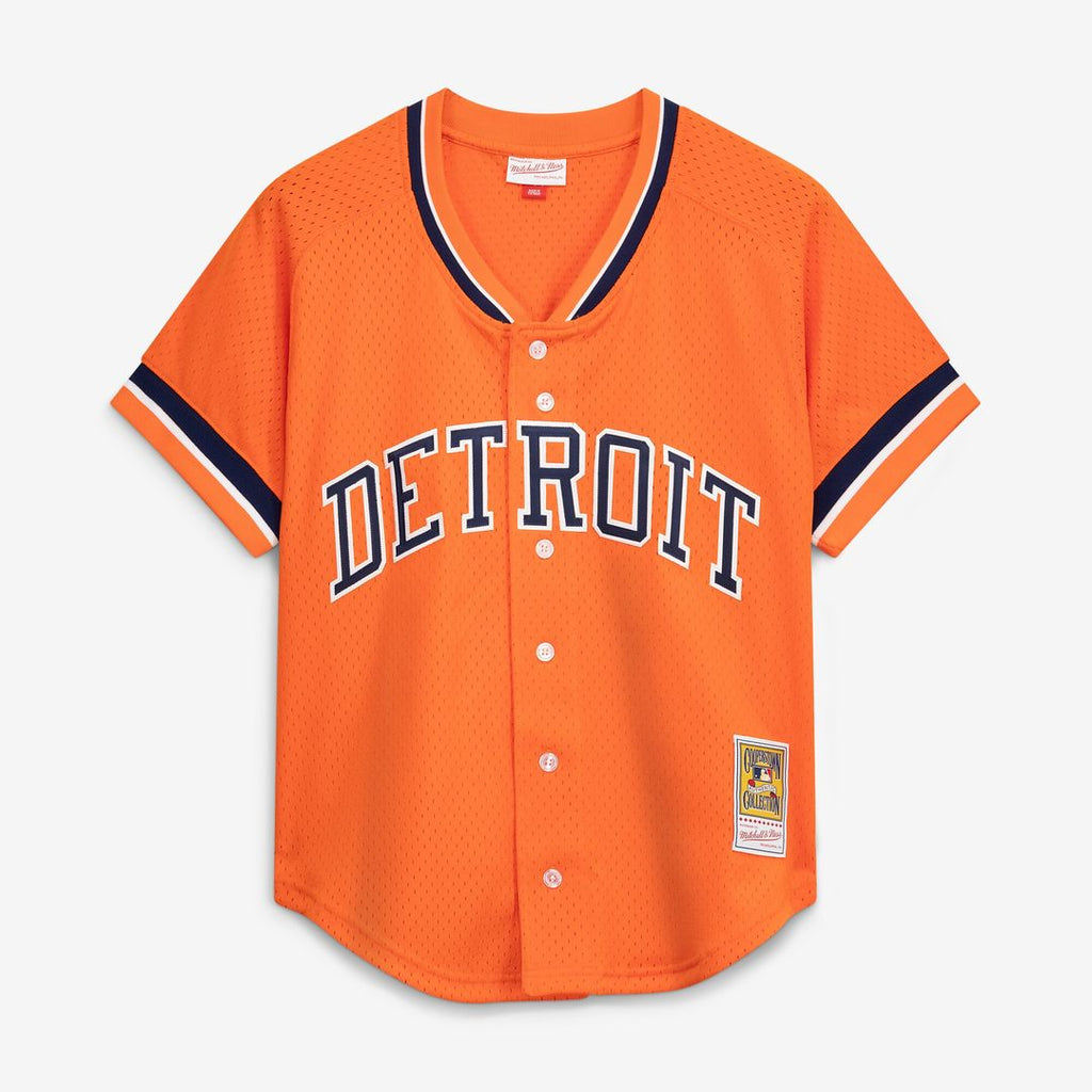 Detroit Tigers Kirk Gibson Mitchell & Ness Cooperstown Mesh Batting Practice Button - Up Jersey - Orange