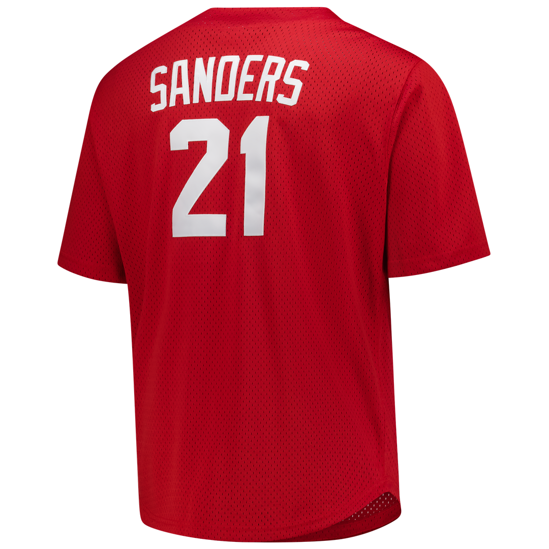 Cincinnati Reds Deion Sanders Mitchell & Ness Big & Tall Cooperstown Mesh Batting Practice Jersey - Red