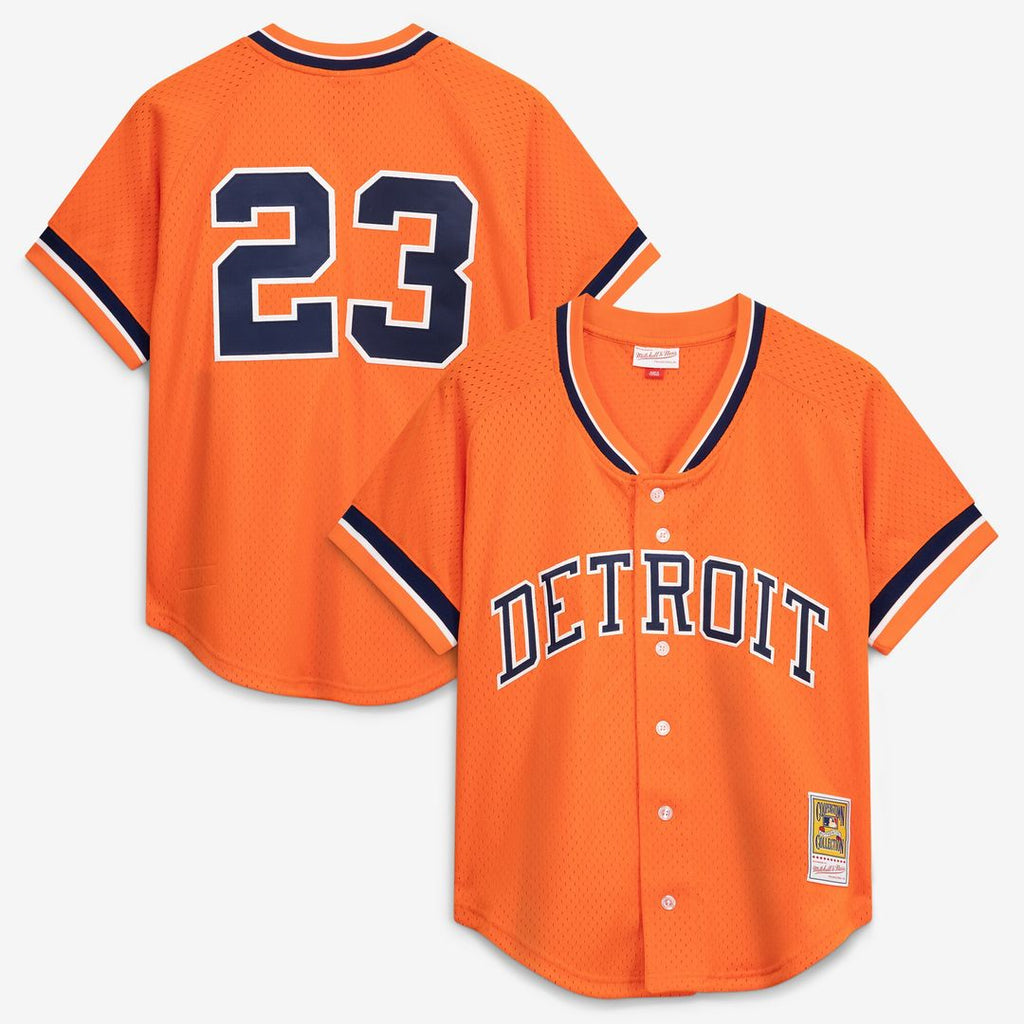Detroit Tigers Kirk Gibson Mitchell & Ness Cooperstown Mesh Batting Practice Button - Up Jersey - Orange