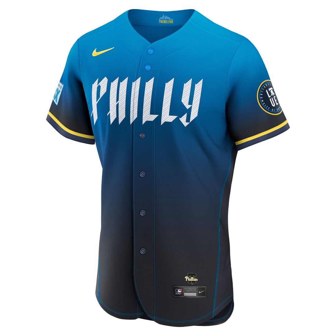 Philadelphia Phillies Kyle Schwarber Nike City Connect Authentic Sponsor Patch Jersey - Navy