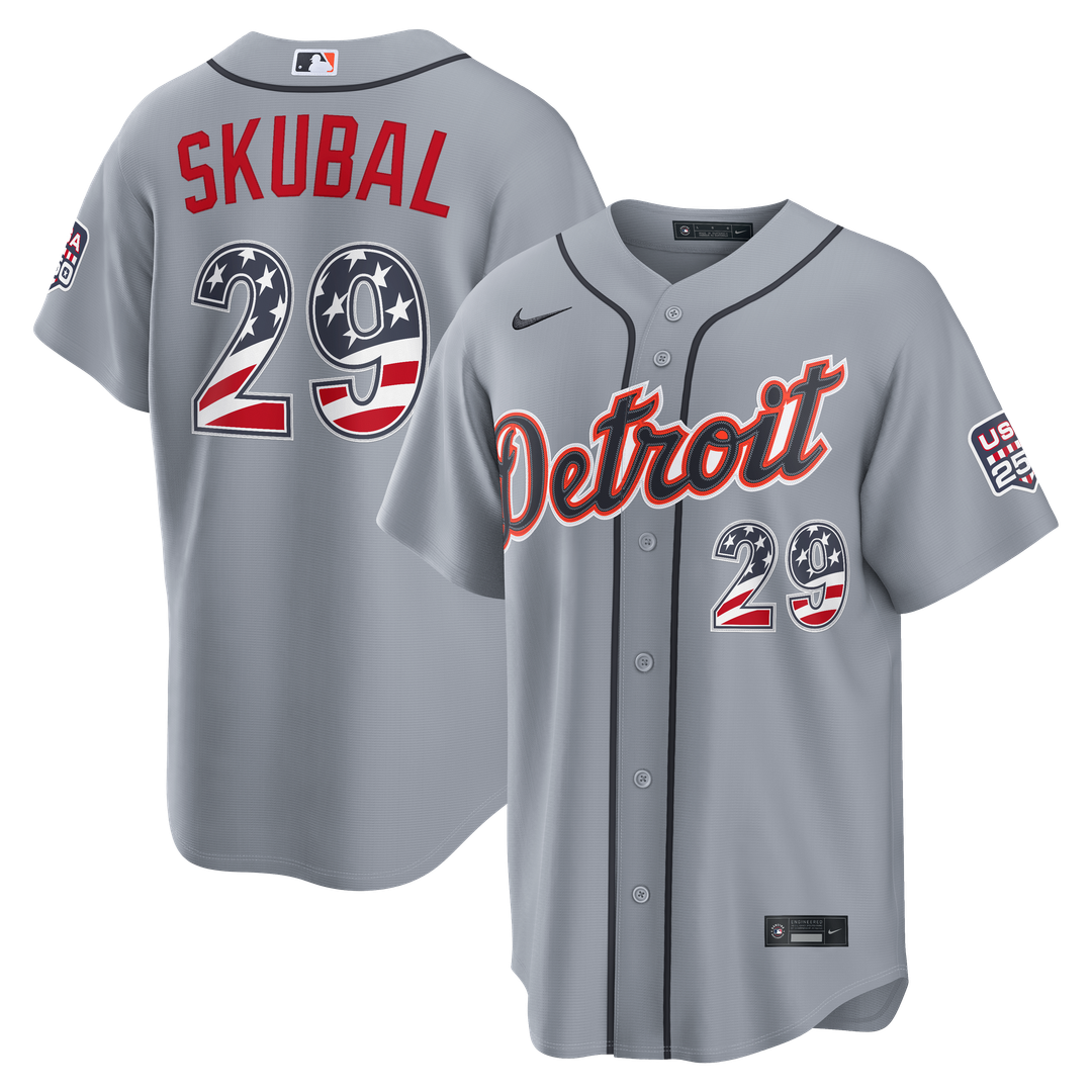 Detroit Tigers Tarik Skubal Nike USA 250 Fourth of July Road Stadium Jersey - Gray
