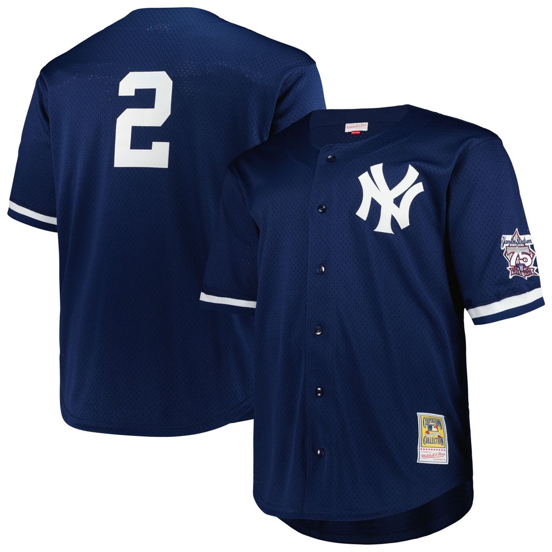 New York Yankees Derek Jeter Mitchell & Ness Big & Tall Cooperstown Mesh Batting Practice Jersey - Navy