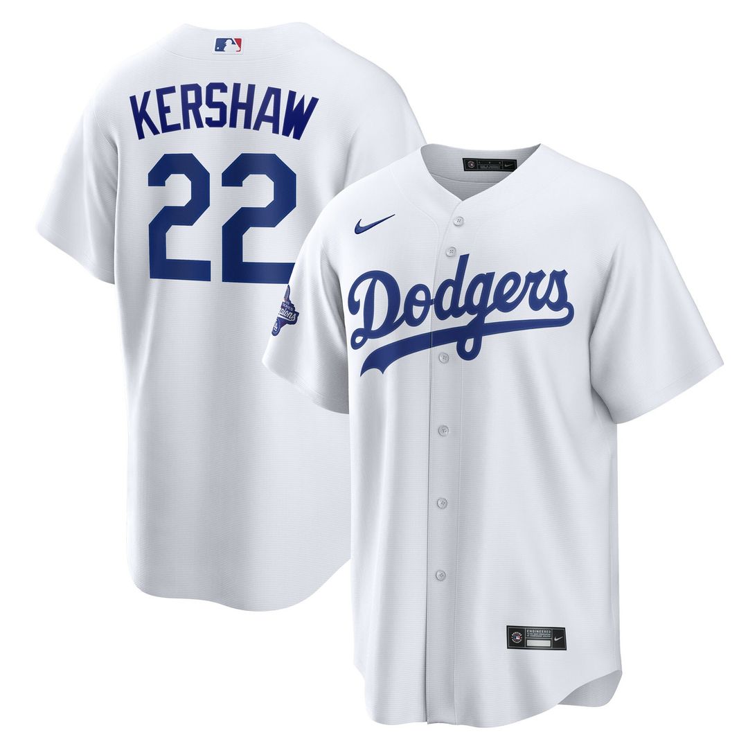 Los Angeles Dodgers Clayton Kershaw Nike Home 2025 World Series Champions Replica Jersey - White