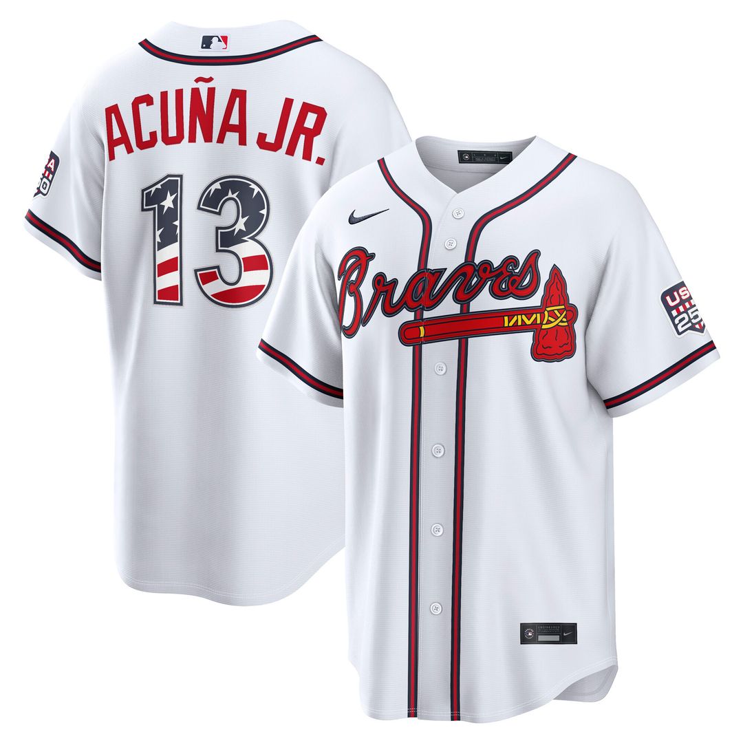 Atlanta Braves Ronald Acuña Jr. Nike USA 250 Fourth of July Home Stadium Jersey - White