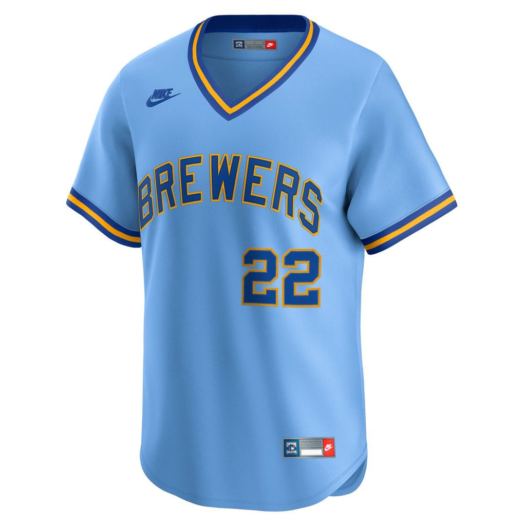 Milwaukee Brewers Christian Yelich Nike Cooperstown Limited Jersey - Powder Blue