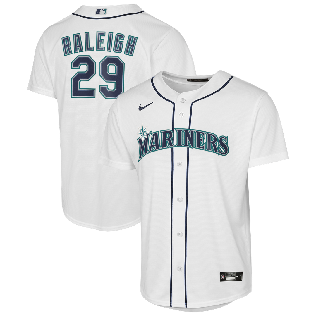 Seattle Mariners Cal Raleigh Nike Youth Home Baseline Jersey - White
