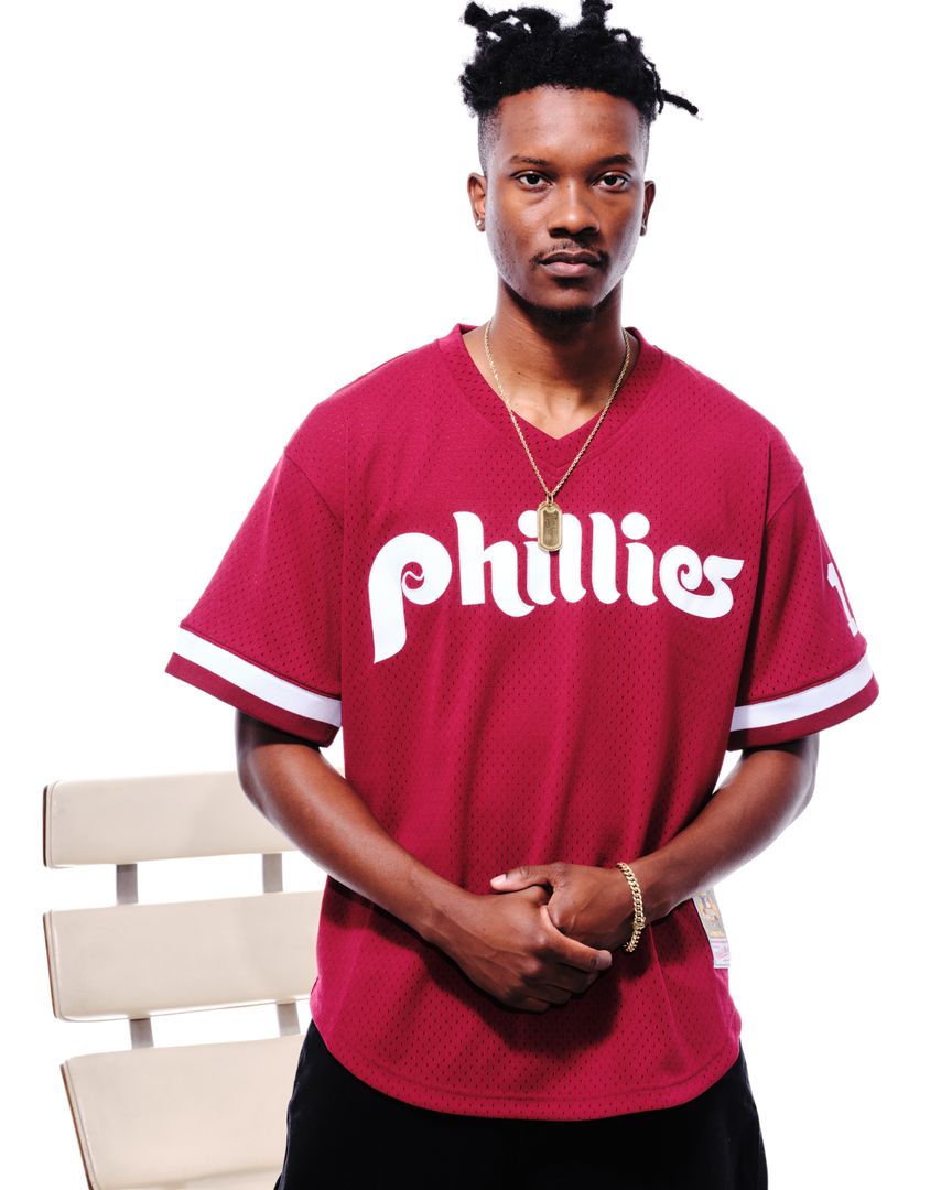 Philadelphia Phillies John Kruk Mitchell & Ness Big & Tall Cooperstown Mesh Batting Practice Jersey - Burgundy