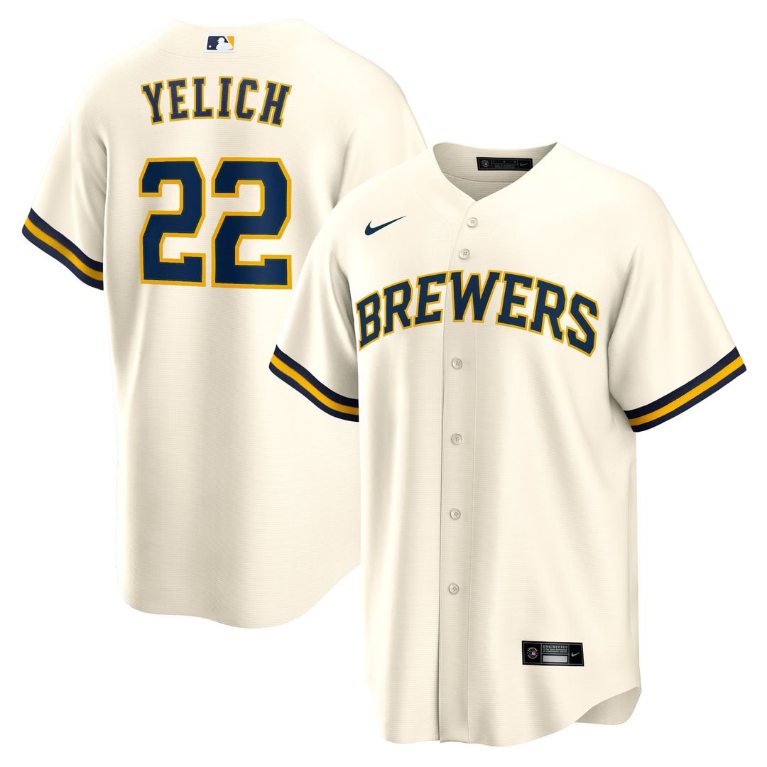 Milwaukee Brewers Christian Yelich Nike Home Replica Player Jersey - Cream