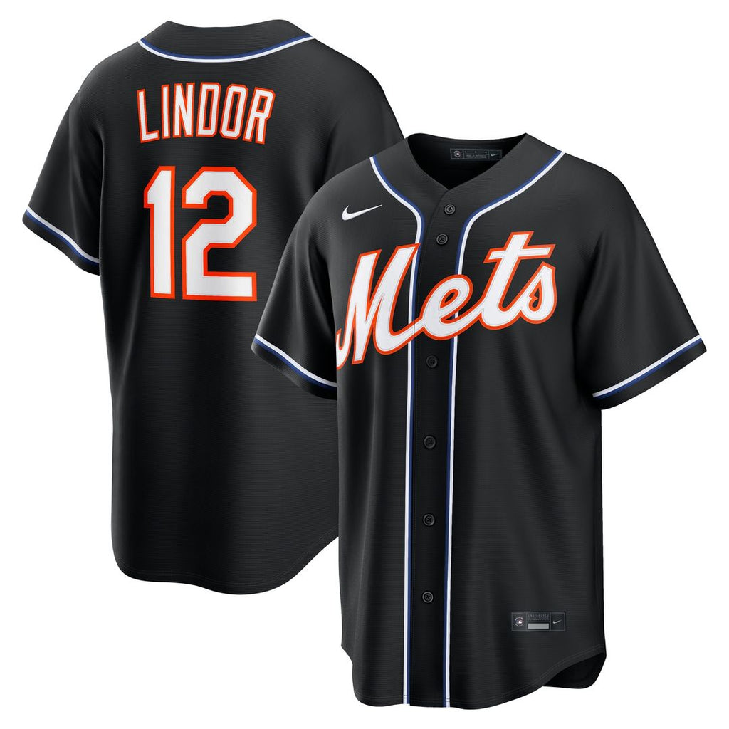 New York Mets Francisco Lindor Nike Fashion Replica Black Out Jersey