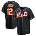 New York Mets Francisco Lindor Nike Fashion Replica Black Out Jersey