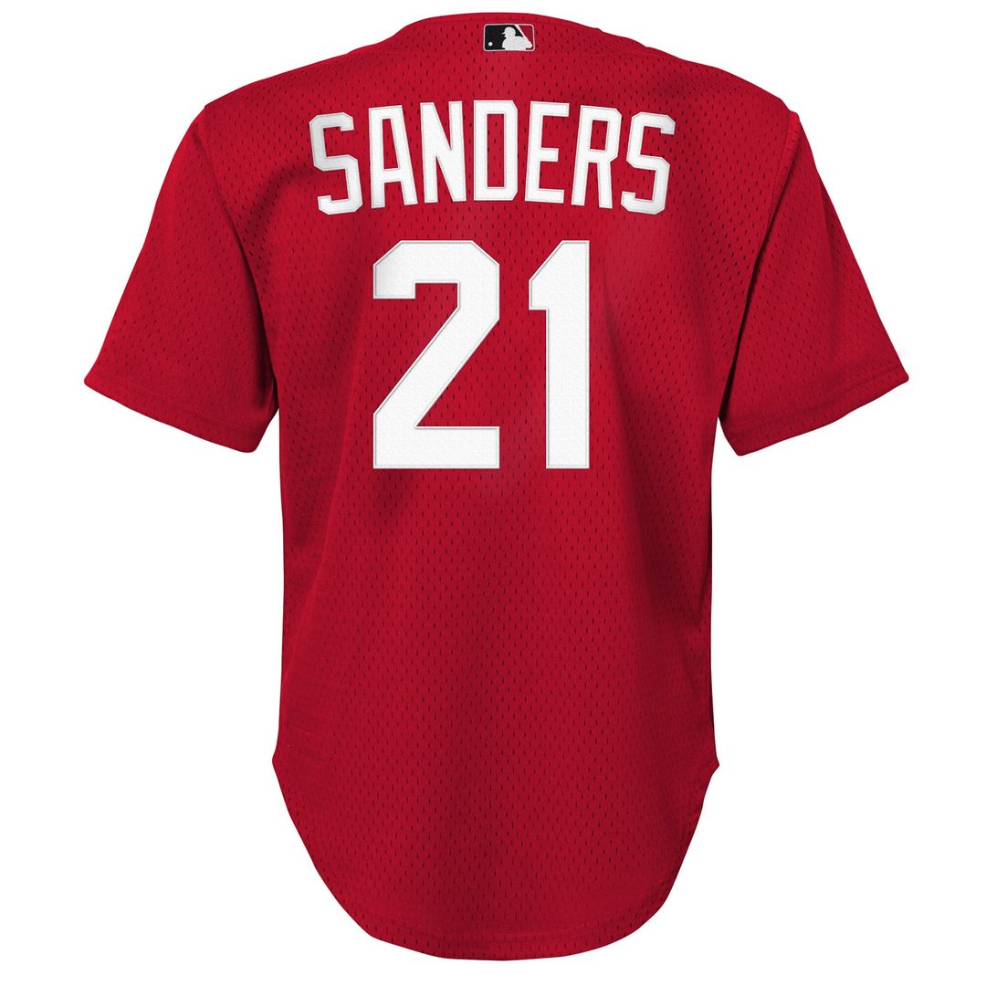 Cincinnati Reds Deion Sanders Mitchell & Ness Youth Cooperstown Mesh Batting Practice Jersey - Red