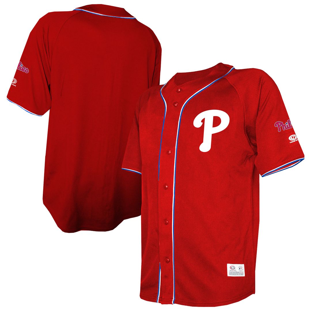Philadelphia Phillies Stitches Team Color Full - Button Fashion Jersey - Red