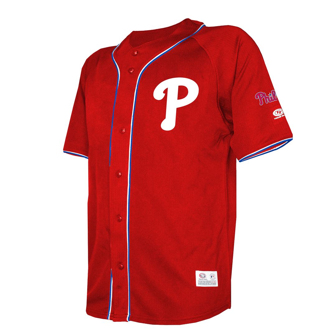 Philadelphia Phillies Stitches Team Color Full - Button Fashion Jersey - Red