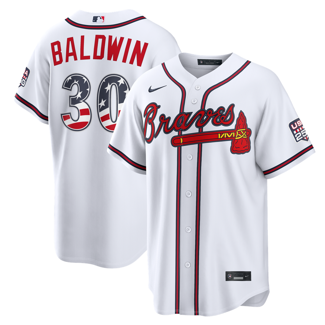 Atlanta Braves Drake Baldwin Nike USA 250 Fourth of July Home Stadium Jersey - White