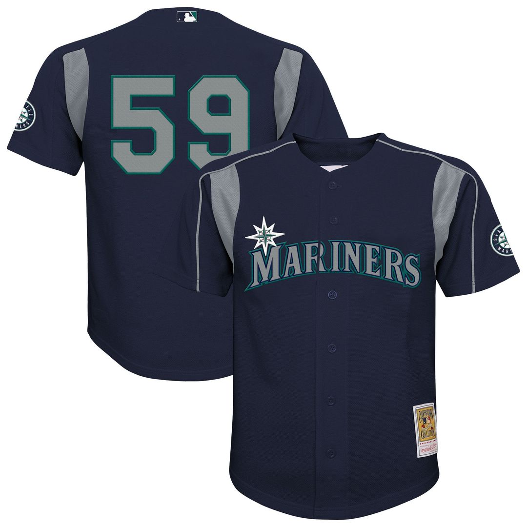 Seattle Mariners Felix Hernandez Mitchell & Ness Youth Mesh Batting Practice Jersey - Navy
