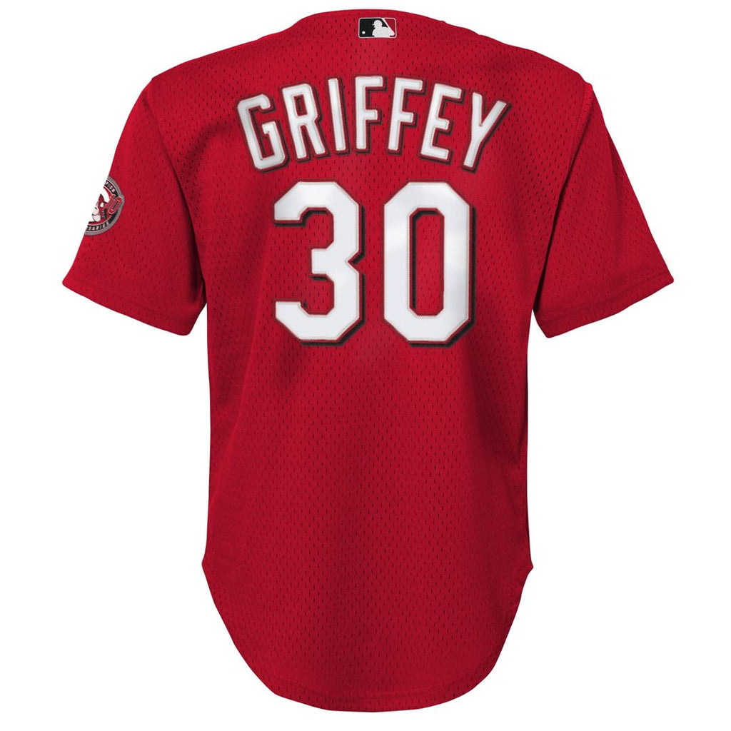 Cincinnati Reds Ken Griffey Jr. Mitchell & Ness Youth Cooperstown Mesh Batting Practice Jersey - Red