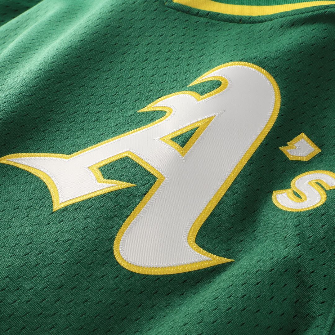 Athletics Rickey Henderson Mitchell & Ness Youth Cooperstown Mesh Batting Practice Jersey - Green